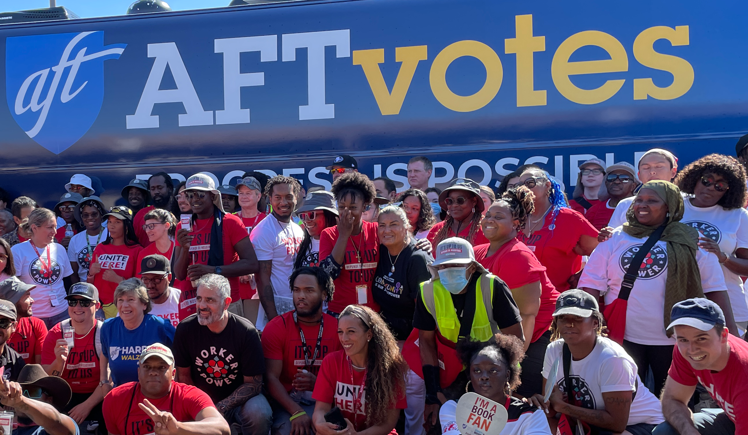 Photo of AFTvotes bus and members