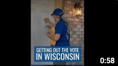 Voices from the AFT Bus Tour video thumbnail of AFT retiree knocking on door in Wisconsin