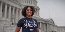 Ohio Nurses Association member Catharyne Henderson standing in front of the U.S. Capitol building