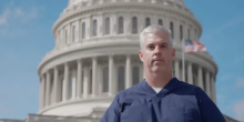 Bryce Pulliam of AFT’s Northwest Medicine United, Local 6552, standing in front of the U.S. Capitol building